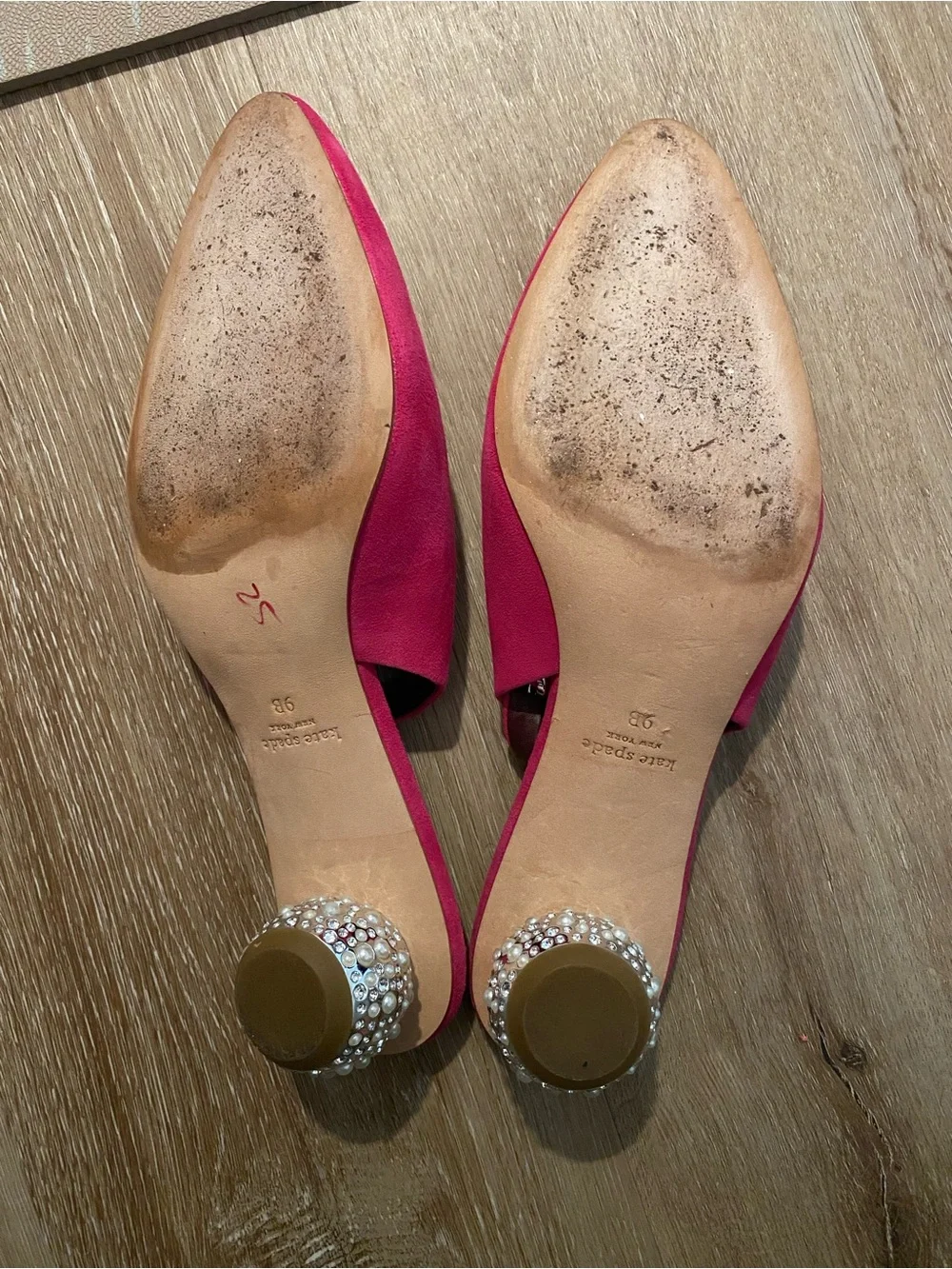 kate spade Bright Pink Suede Pointed-Toe Slingback Flats
